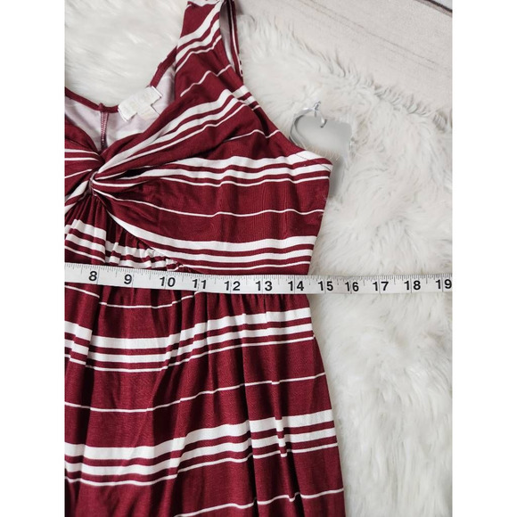 A: Glow Womens A‎ Line Dress Red Striped Stretch Maxi Sleeveless Maternity M New - Picture 3 of 7